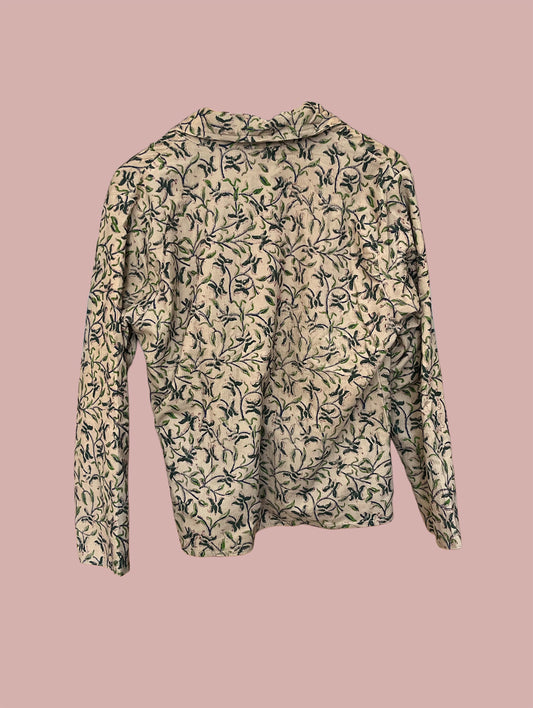 Jakke / Beige med sorte & grønne broderier