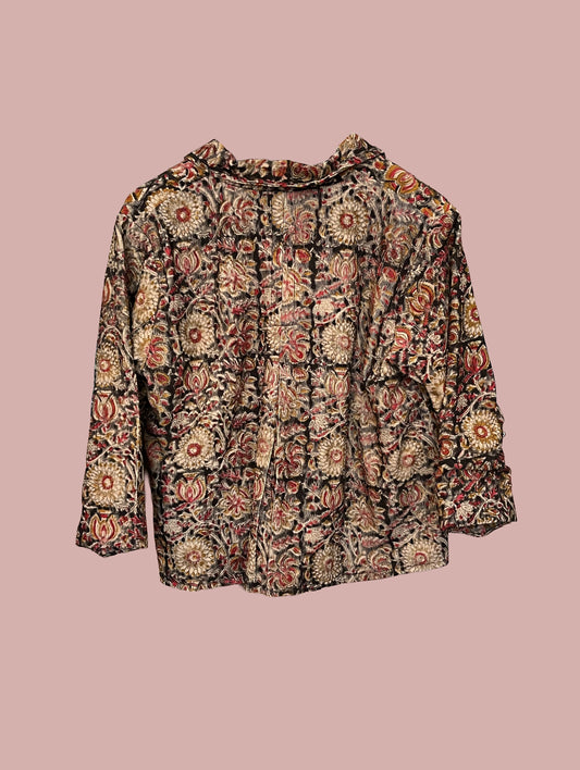 Jakke / Sort med brune, røde & bronze broderier