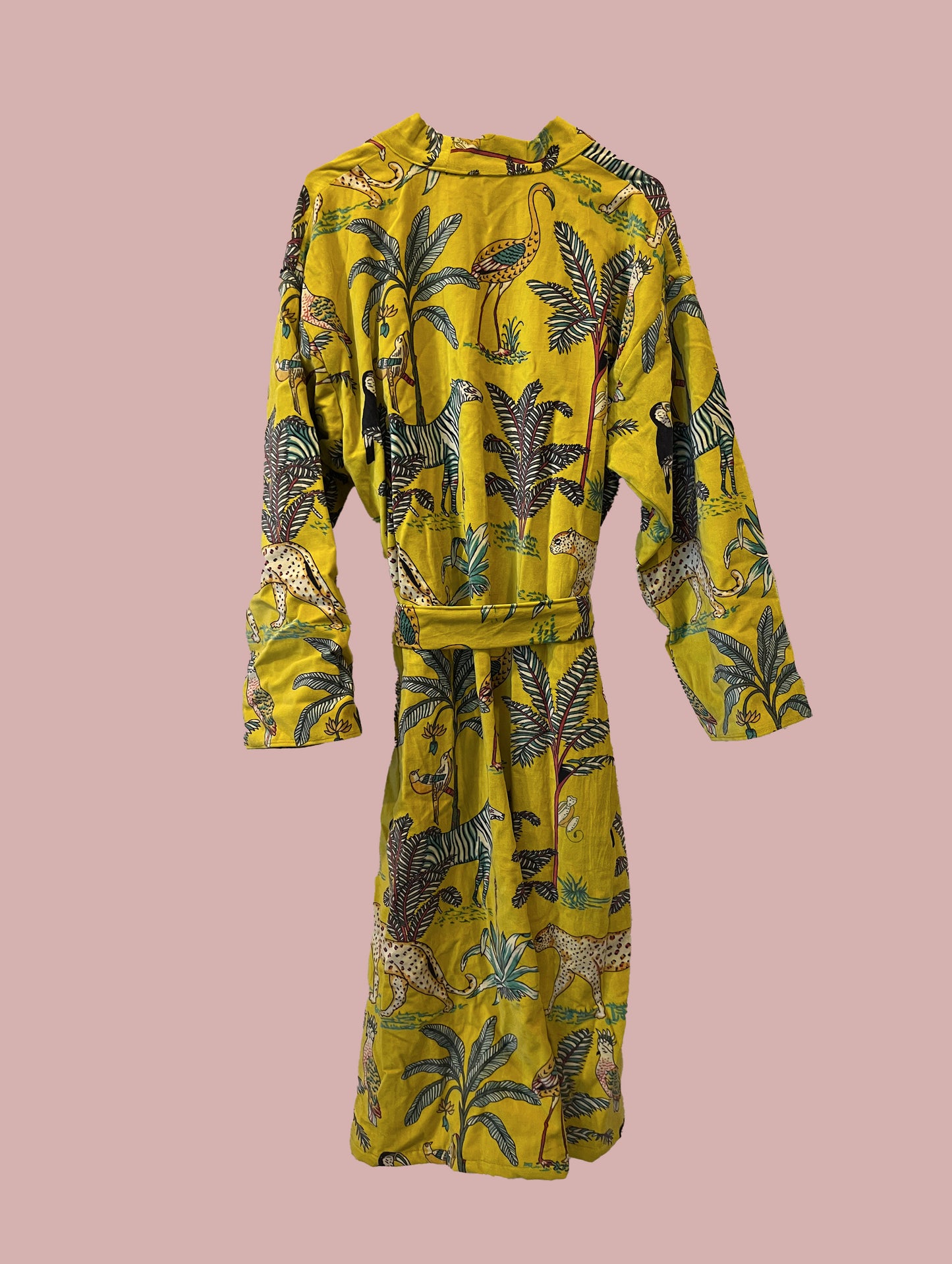 Kimono / jakke velour / Solgul med print