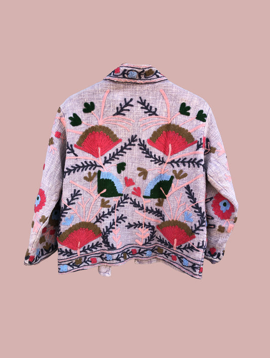 Jakke / Pink med broderier