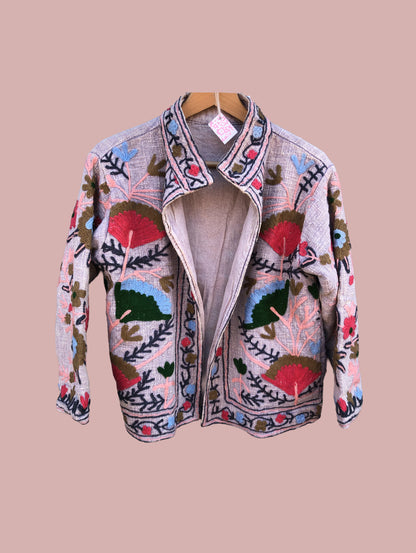 Jakke / Pink med broderier