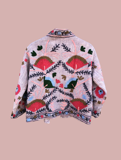 Jakke / Pink med broderier